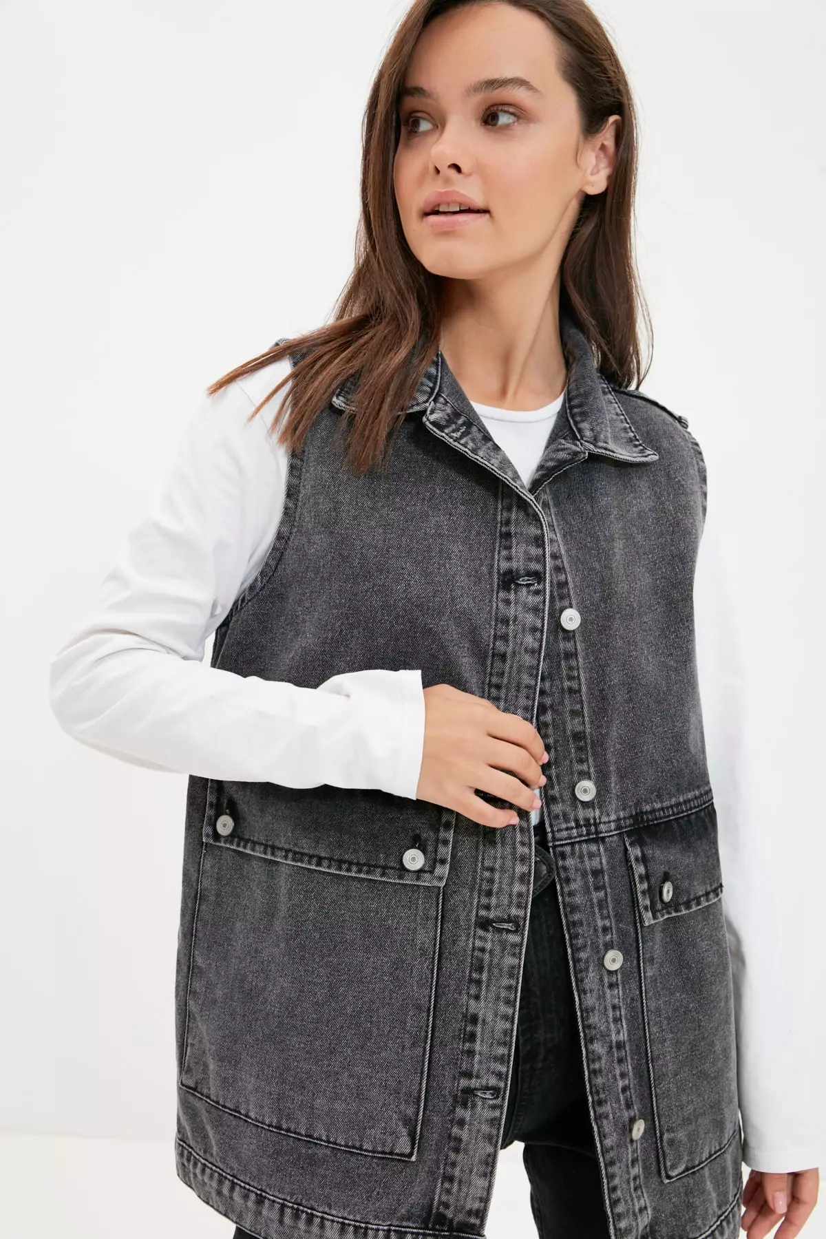 Vest jacket with pockets on sale