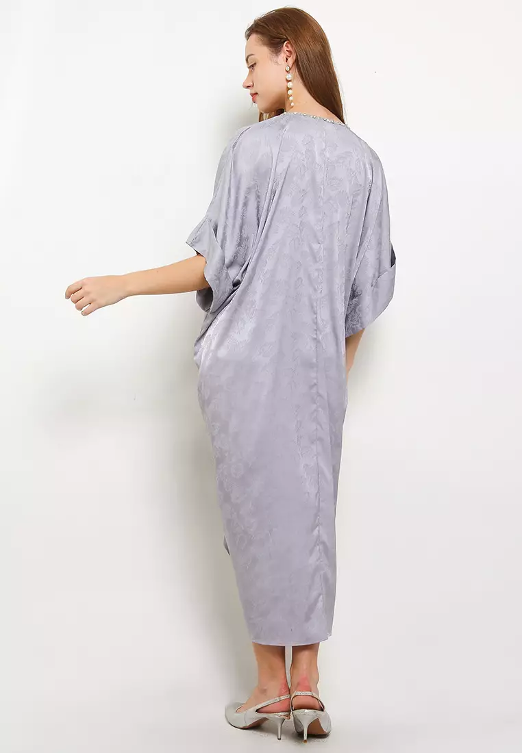 Embellished Twist Jacquard Silk Kaftan