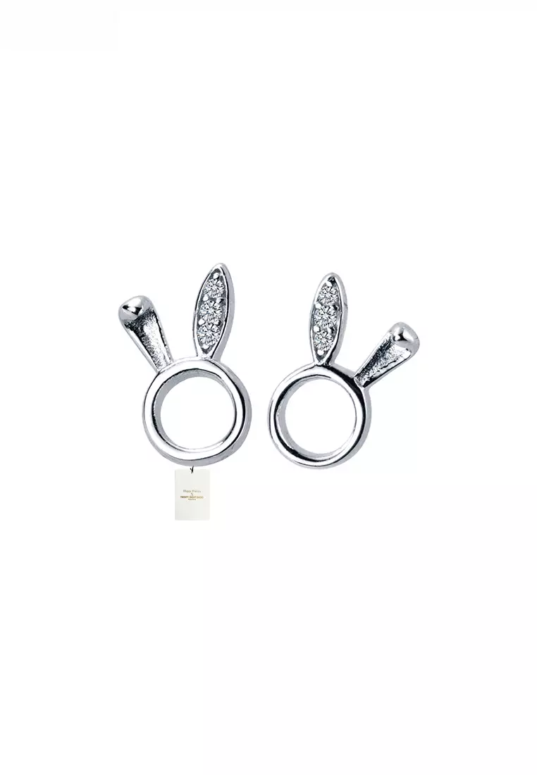 925 Silver Zircon Cute Bunny Earrings JW AR-E9905