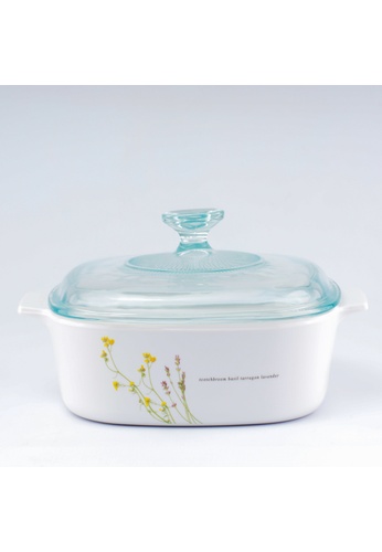 Corningware white Corningware 5L Square Ceramic Casserole with Glass Lid - European Herbs 574FAHLA78DBDAGS_1