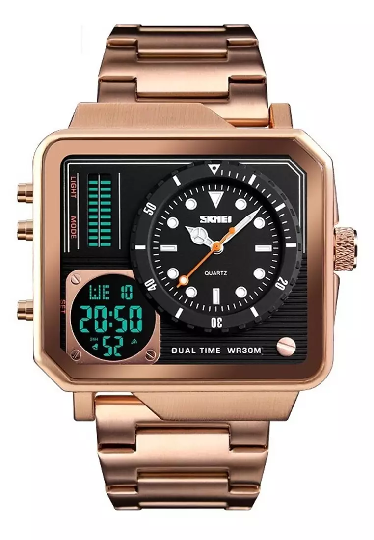 Jam Tangan Casual Analog Digital Modern Pria Strap Tali Material Stainless Steel YT12 ORIGINAL