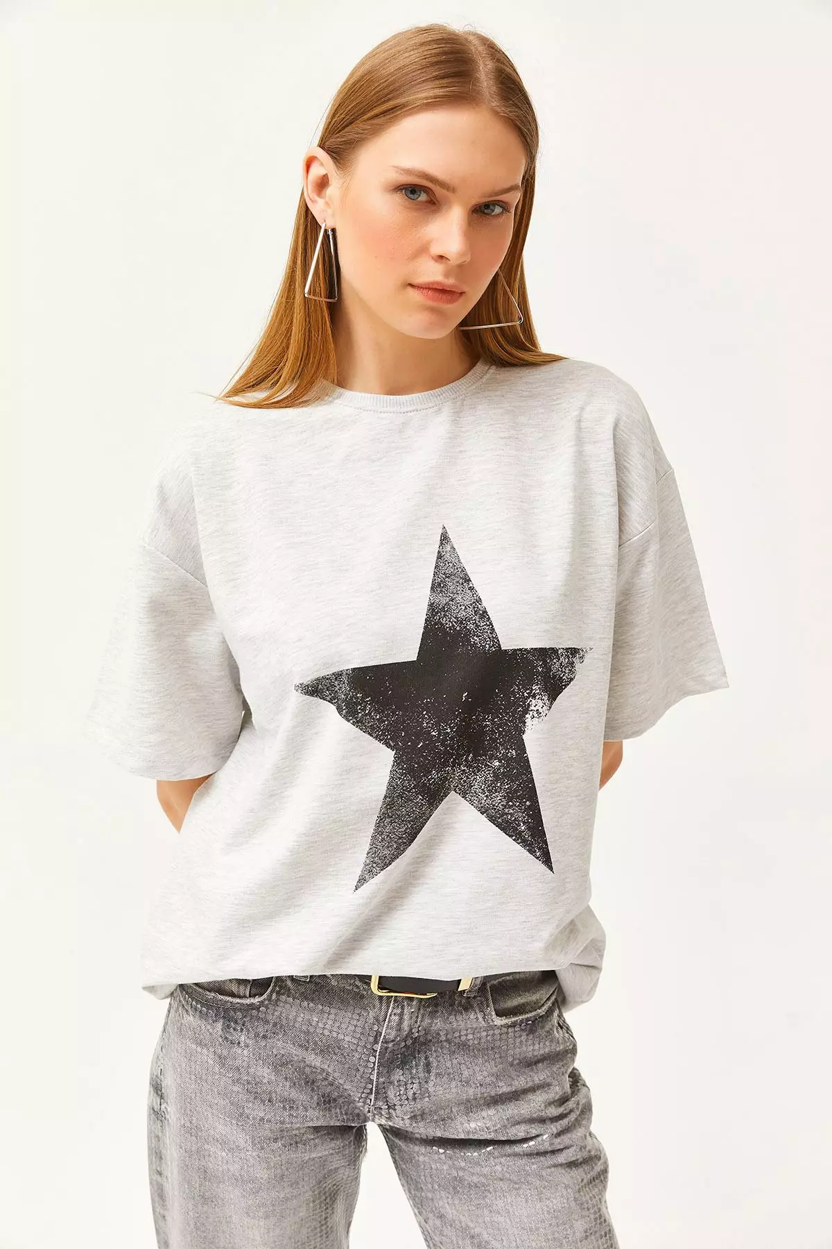 Symbol Front Back Printed 2 Thread Unisex Oversize T-Shirt