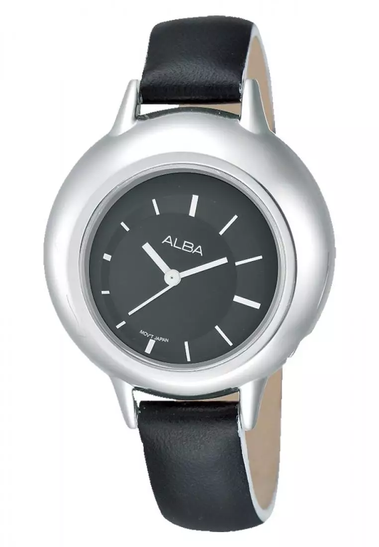 Jam Tangan Wanita Alba Original Garansi Resmi AH8155 AH8155X1 Strap Black Leather