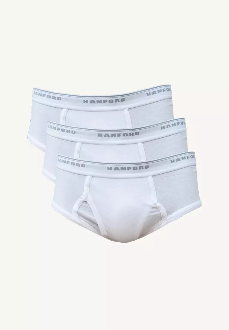 Buy Hanford Premium Ribbed Cotton Classic Men's Briefs w/ Fly Opening ...