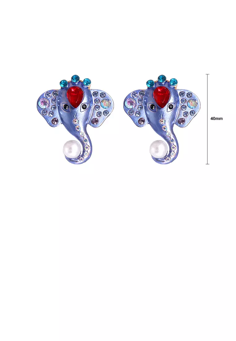 Buy Glamorousky Simple Vintage Plated Gold Enamel Elephant Stud