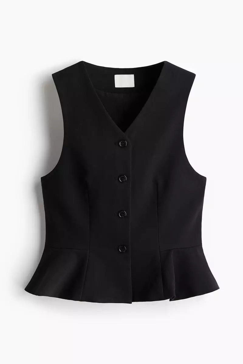 V-neck peplum waistcoat
