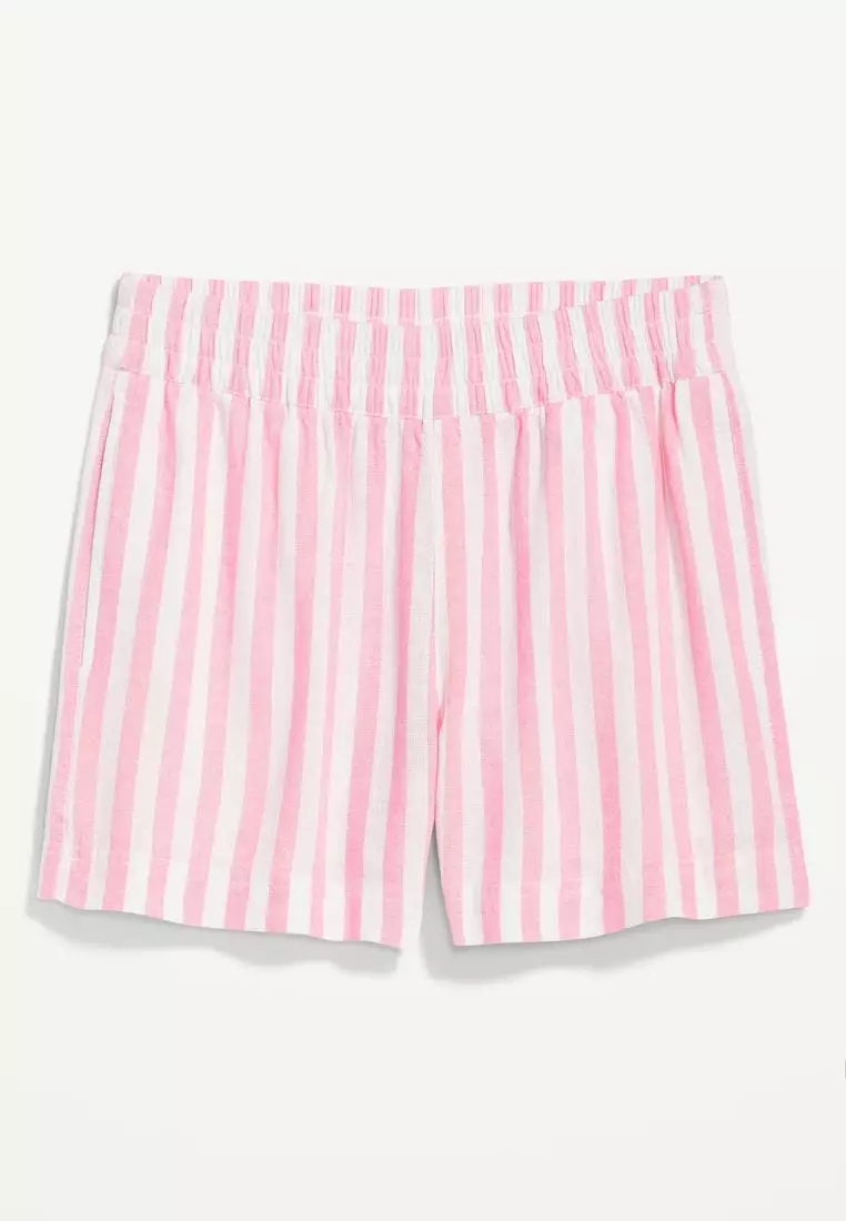 Linen-Blend Striped Shorts -- 3.5-inch inseam