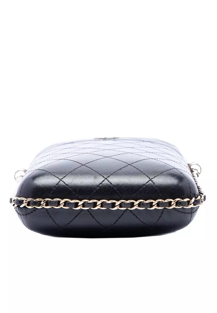 Pre-Loved Chanel Cc Quilted Lambskin Chain Around Phone Holder