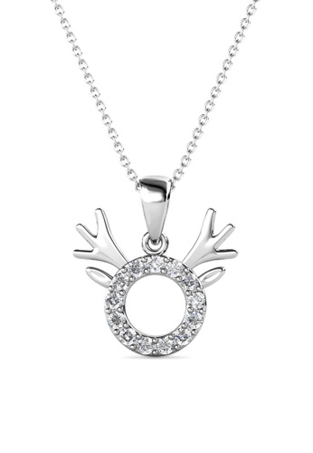 Her Jewellery silver Deer Antlers Pendant (White Gold) - Made with Swarovski Crystals 44D3FACA4668FDGS_1