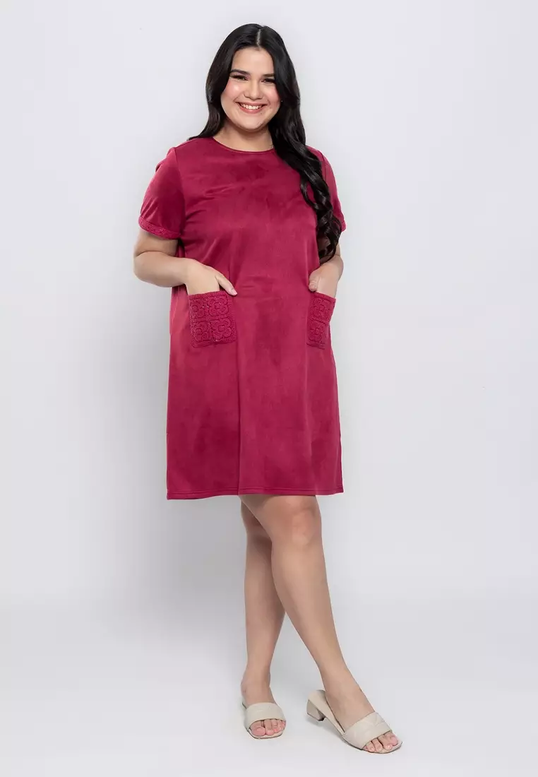 Milly Plus Size Ariella Shift Dress with Crochet Pocket Detail