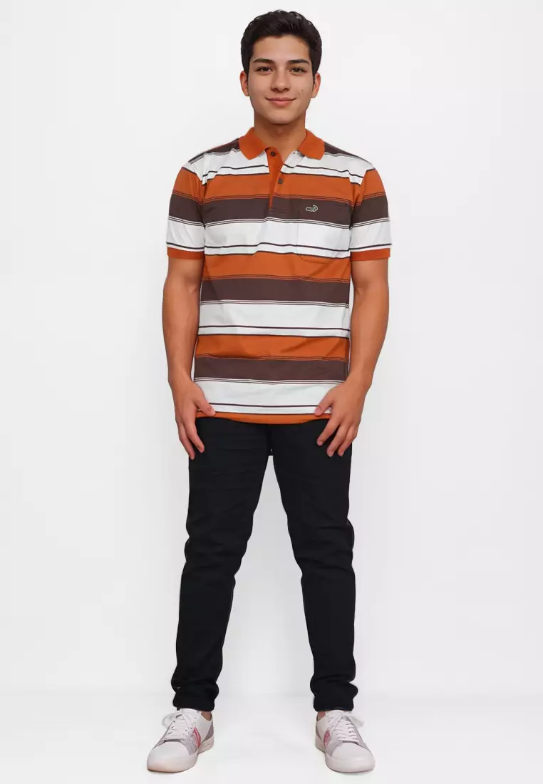 Crocodile EURO | Kaos Kerah Pria Men Polo | Slim fit | Katun 0877 Brown