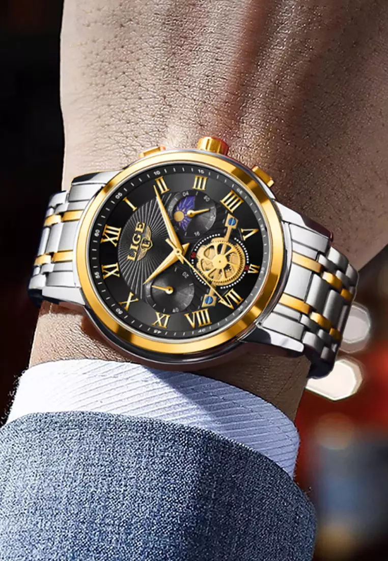 Unisex Stainless Steel Quartz Watch on Metal Bracelet