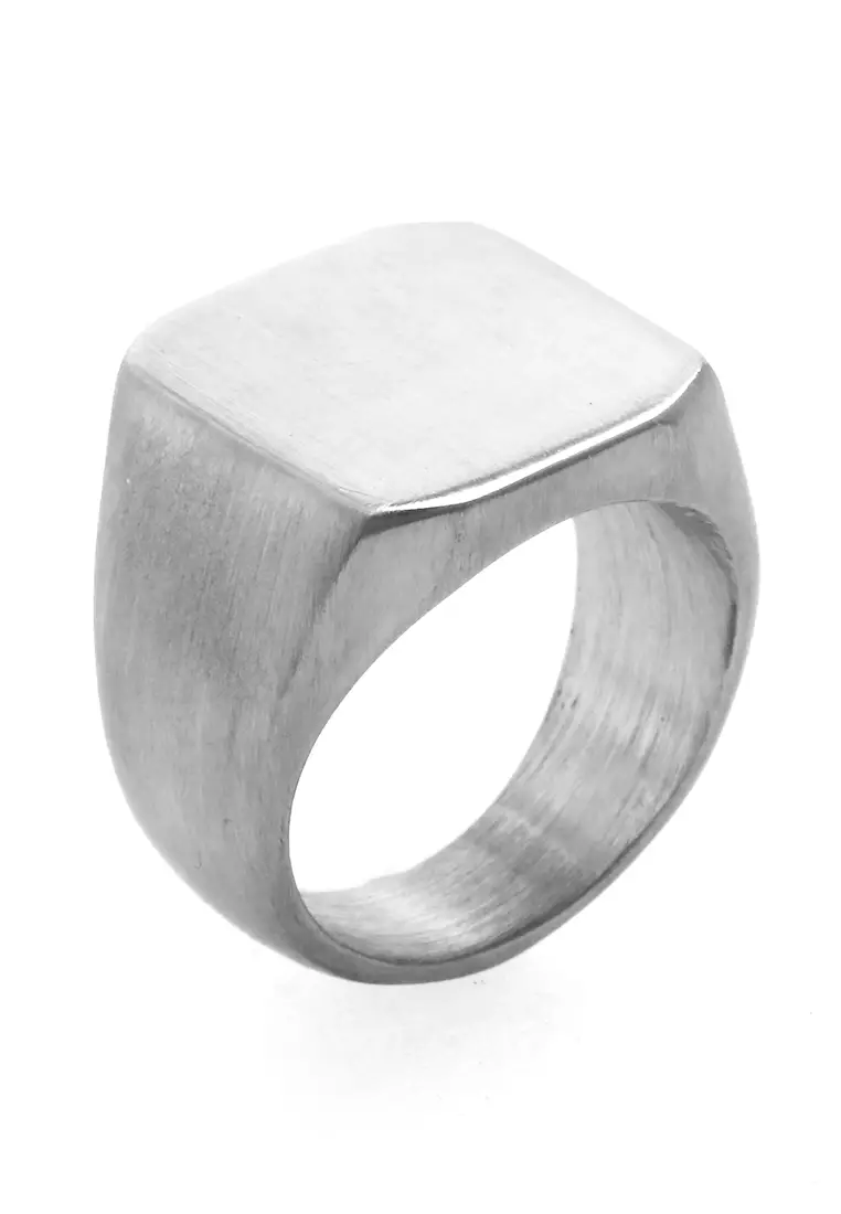 Daisy Aksesoris Pria Wanita Cincin Desain Kotak Material Titanium ORIGINAL - Silver Doff