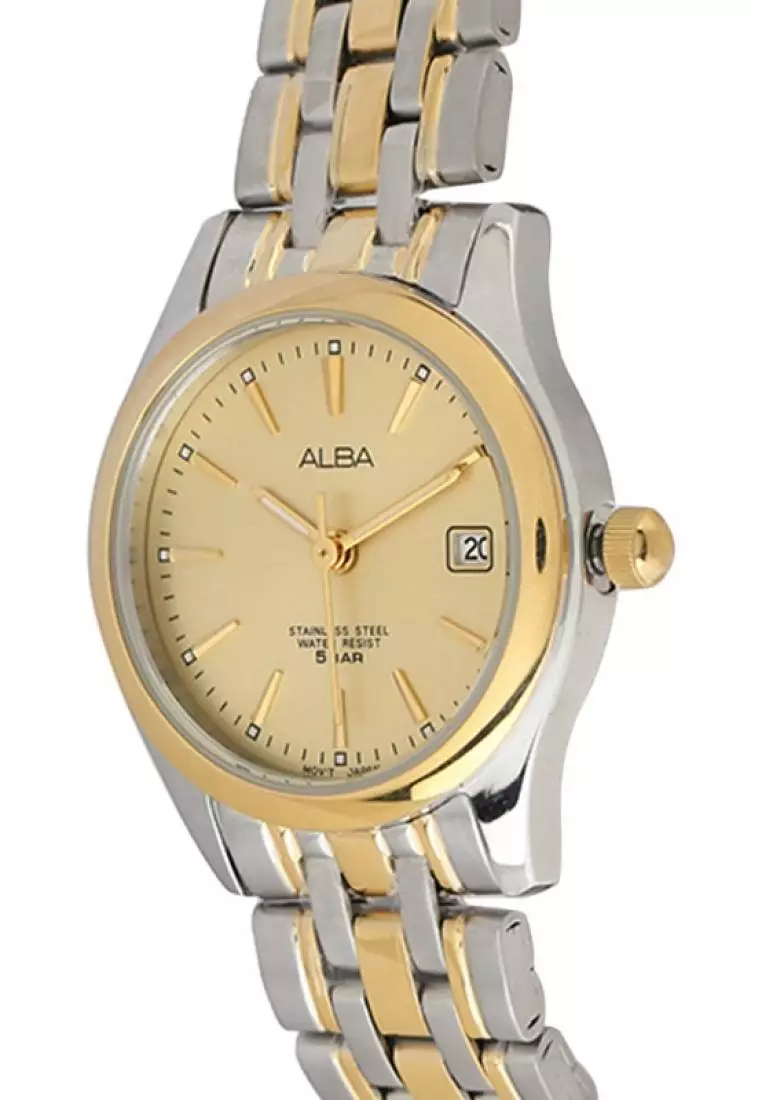 Jam Tangan Wanita Alba Original AXT852 Strap Stainless Steel Gold