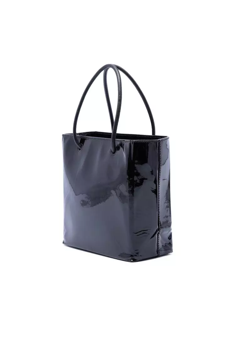 Pre-Loved Balenciaga Patent Logo Shopping Tote Xxs
