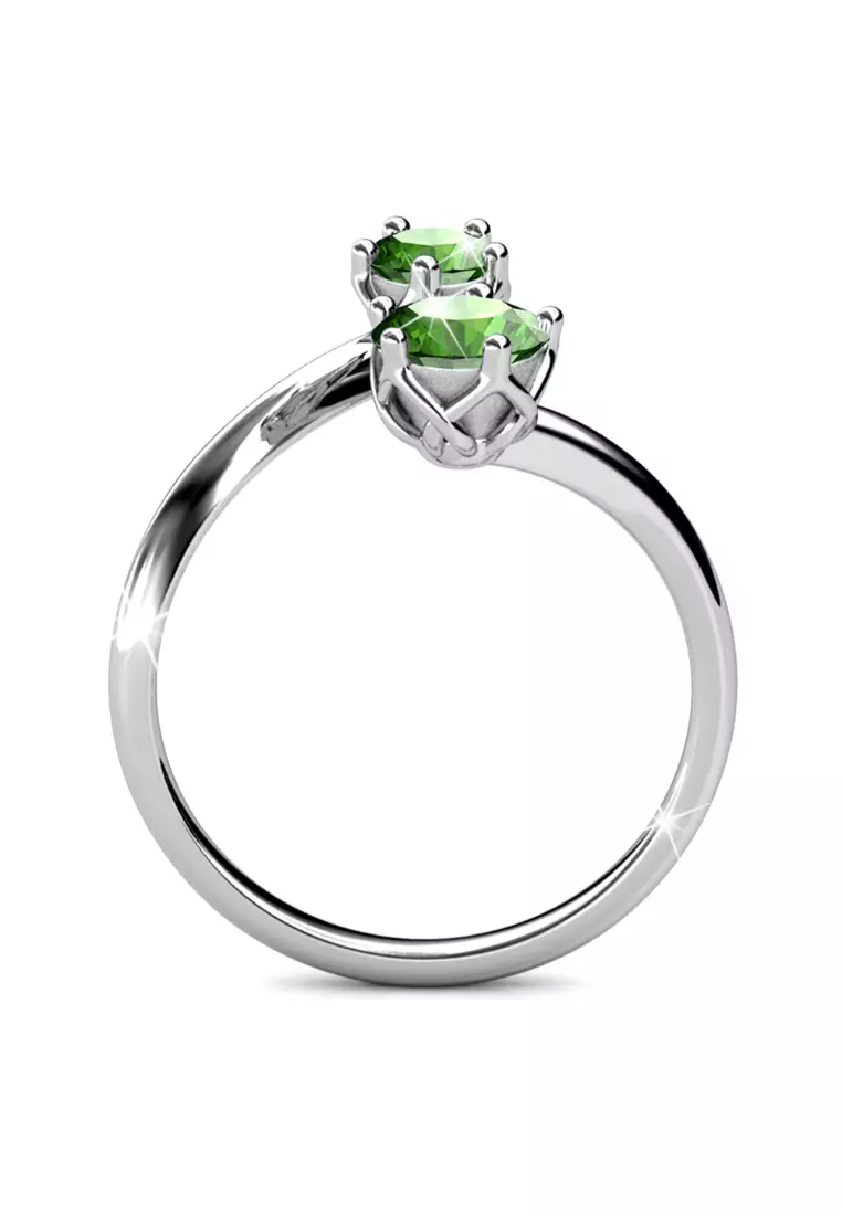 Split Green Personality Ring Embellished with SWAROVSKI® crystals