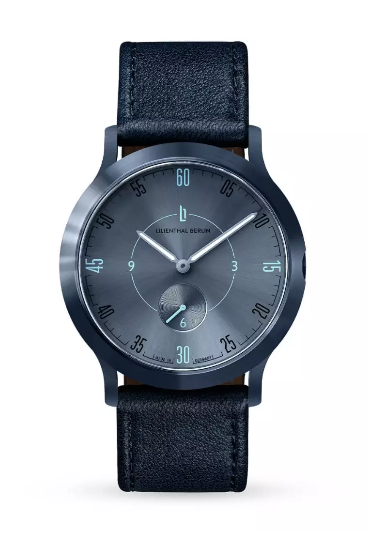 Lilienthal 1 Water small - Navy Leather Strap
