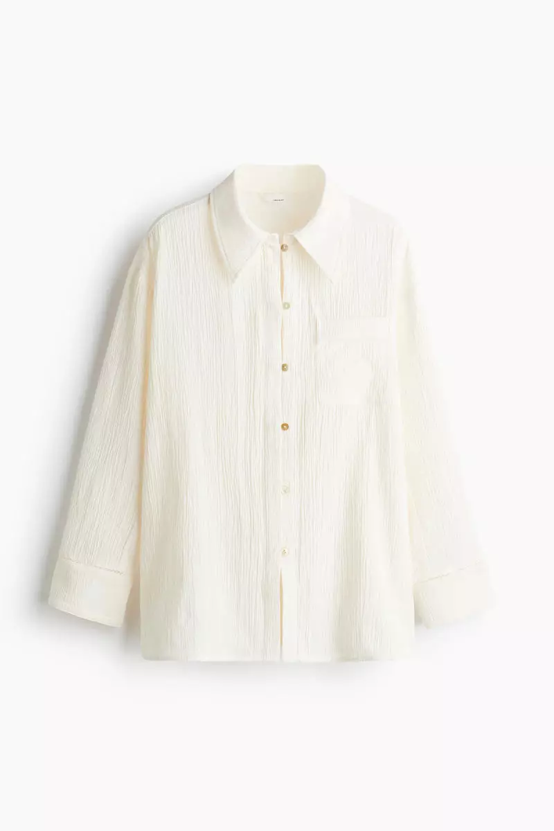 Crinkled linen-blend shirt