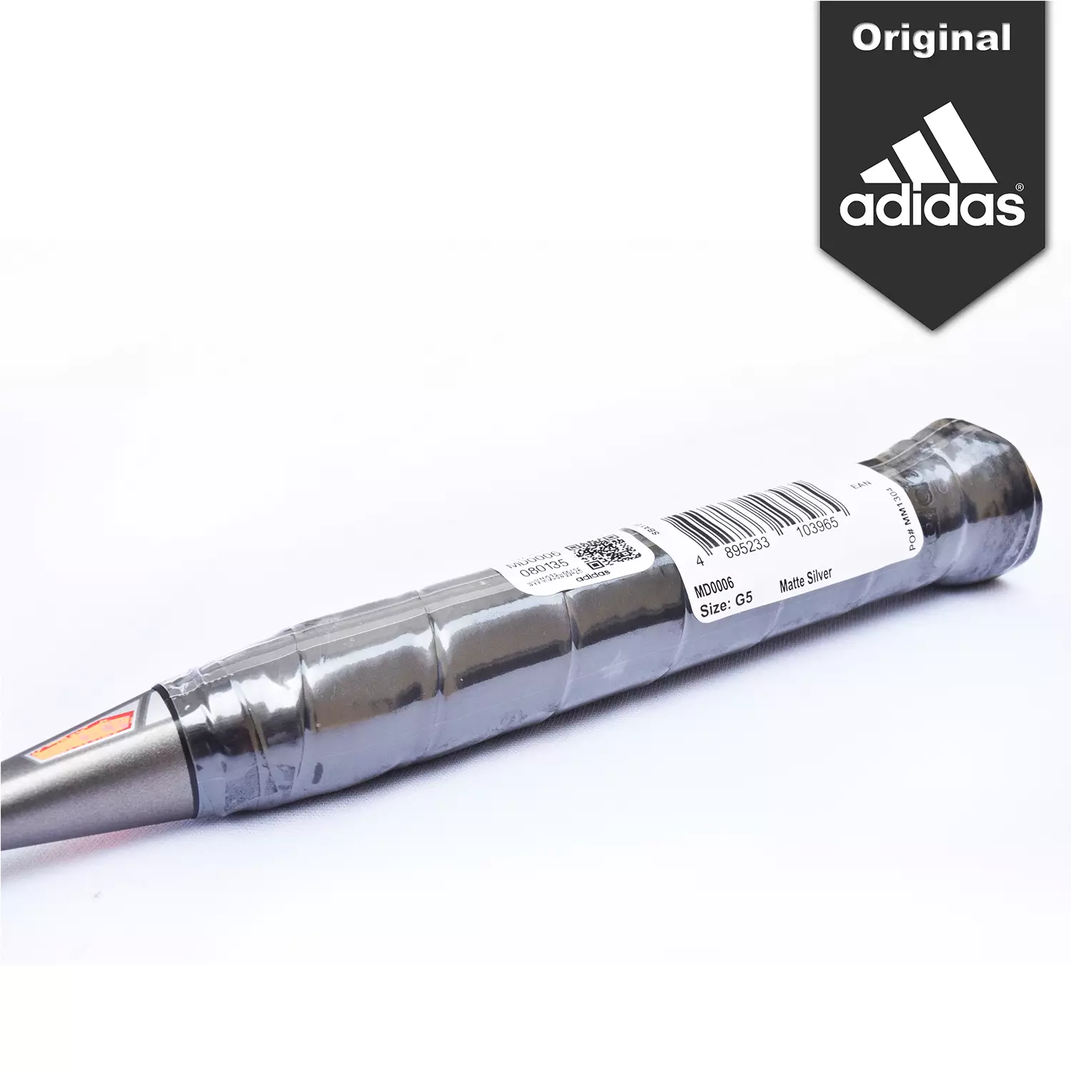 Paket Raket Badminton Spieler E07.1 Matte Silver dan Grip Adidas Overgrip Black