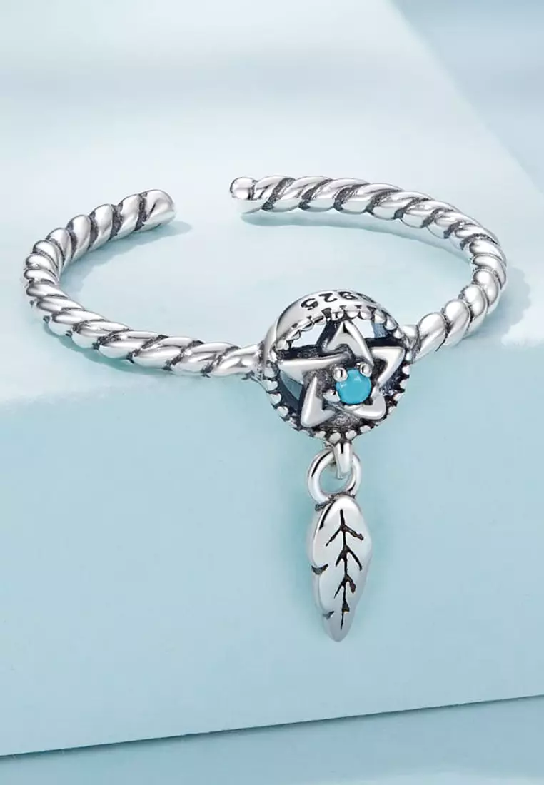 Solid Silver Pentagram Charm Ring