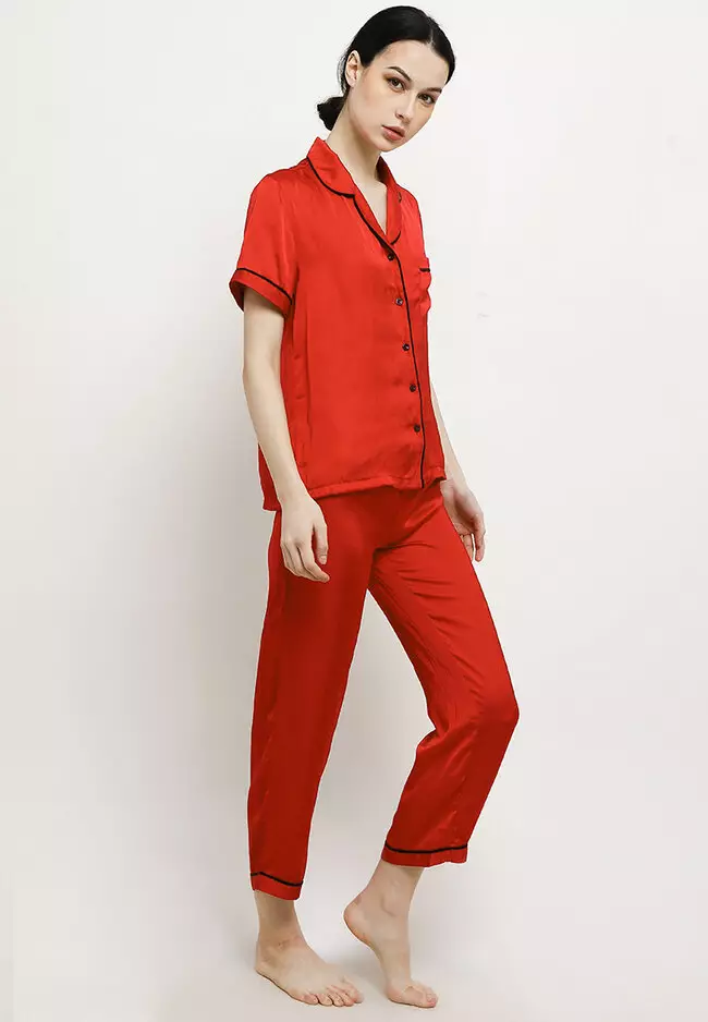 Red Satin Satin Silk Pj Jual Anne Wintours Pyjama Pijama Satin