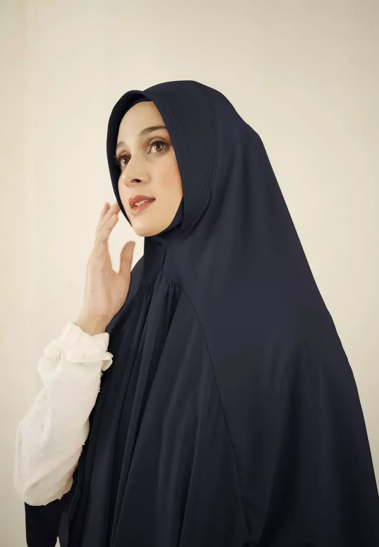 Kanira Bergo | Hijab Instan | Kerudung Umrah Hajj Jumbo - Dark Navy