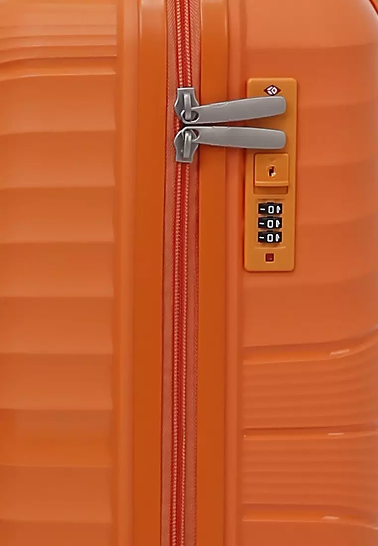 Carlton Koper Size 20inch Unisex Lock Anti Theft Zipper Suitcase Material Fiber ORIGINAL - Orange