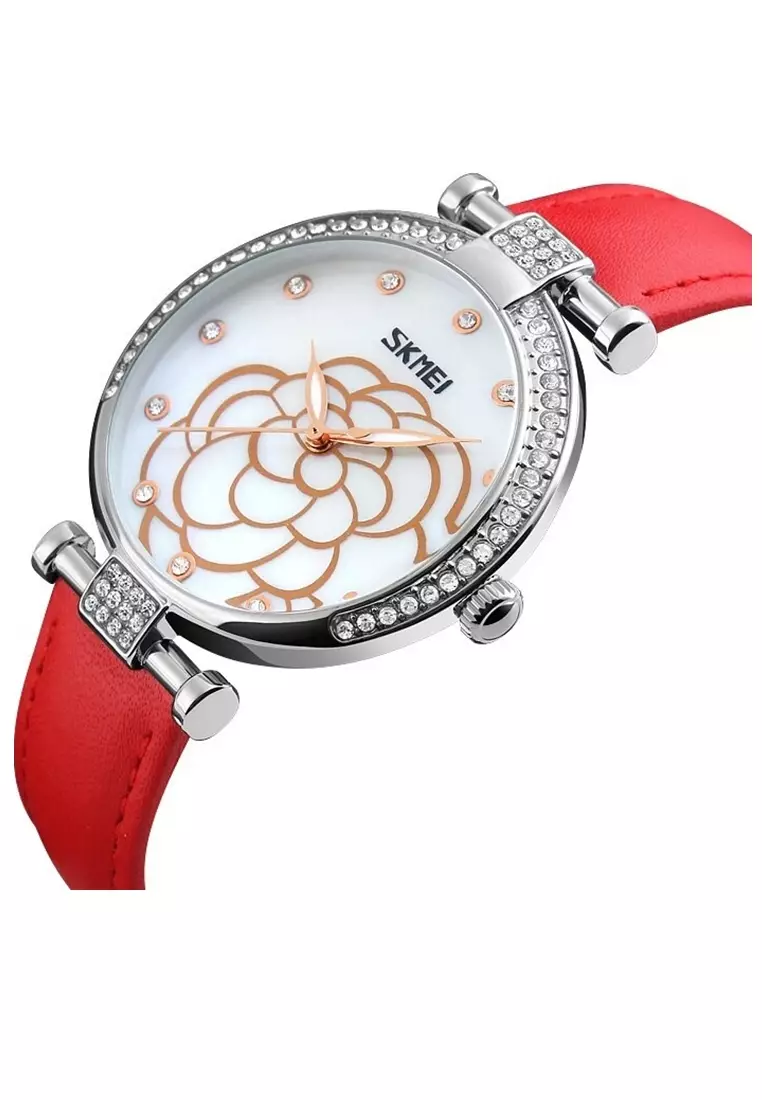 Jam Tangan Casual Analog Wanita Water Resistant 30m Strap Tali Material Kulit Leather OO41 ORIGINAL