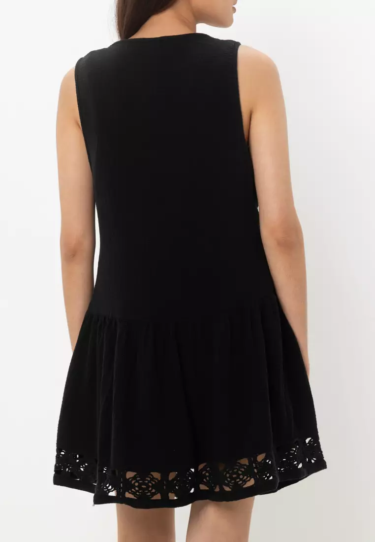 梭織綁帶分層連身裙