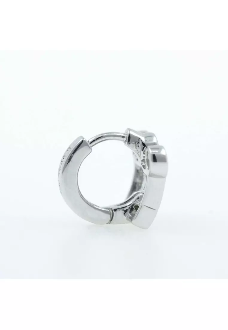 Q Earring With White Stones - Single Piece