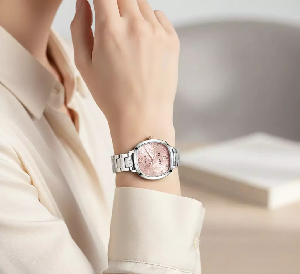 Jam Tangan Wanita Bonia Sonia Pink Monogram Dial Stainless Steel Strap Analog B10746-2375 Original