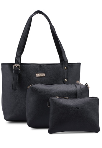 Unisa black Saffiano Tote Bag Set Of 3 21305AC4590497GS_1