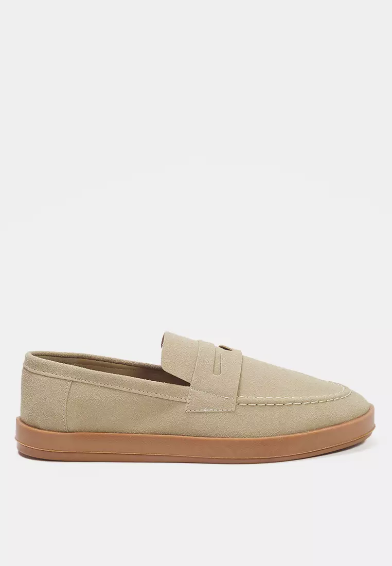 Beige Men's Loafer Shoes Takss25La00019
