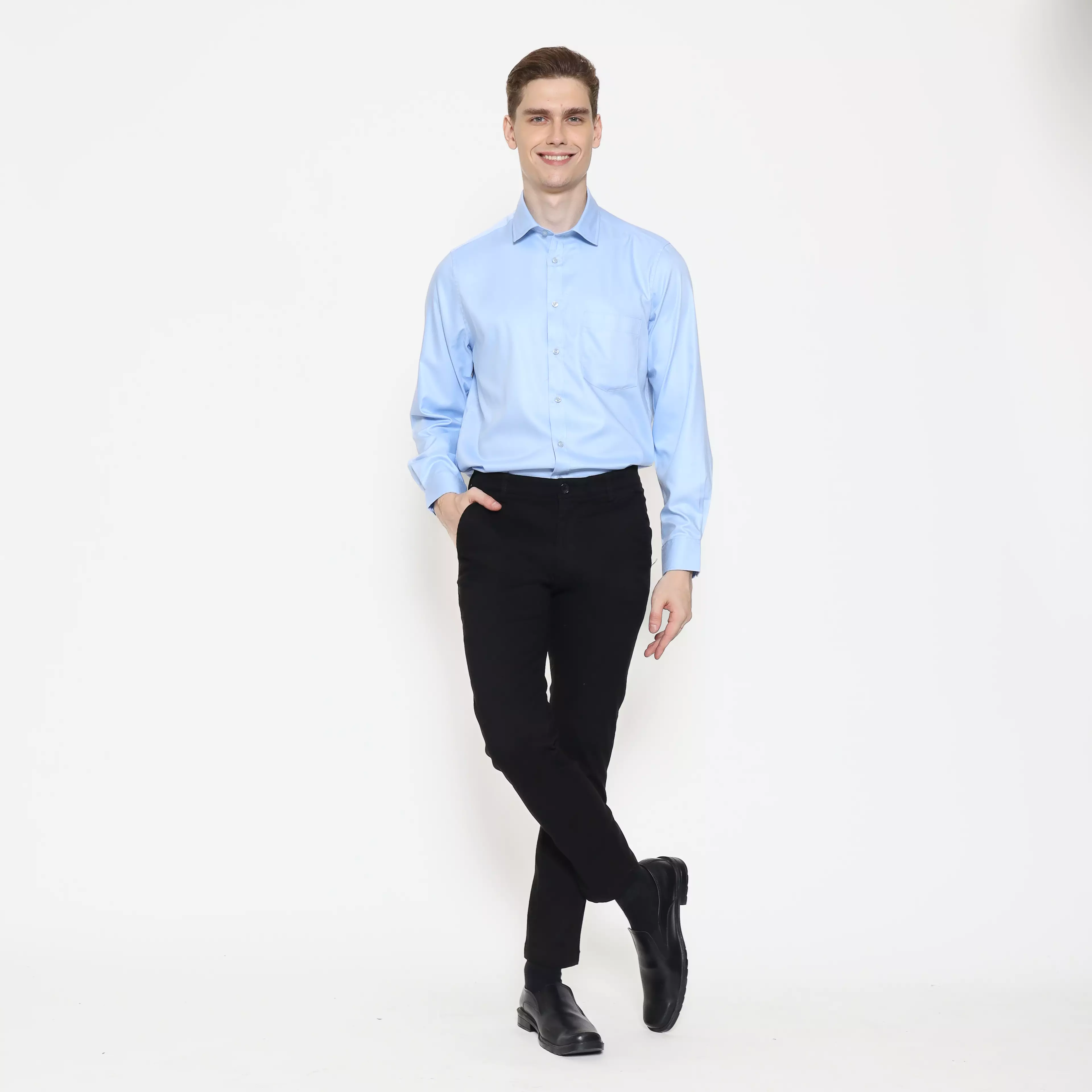 Schoeller Celana Chinos Pria Slim Fit warna Hitam – S.1-CCSF.-G101-CTS-SF