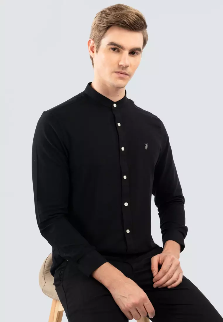 Polo Haus - Men’s Cotton Mix Signature Fit Mandarin Collar Long Sleeve MBLSE002