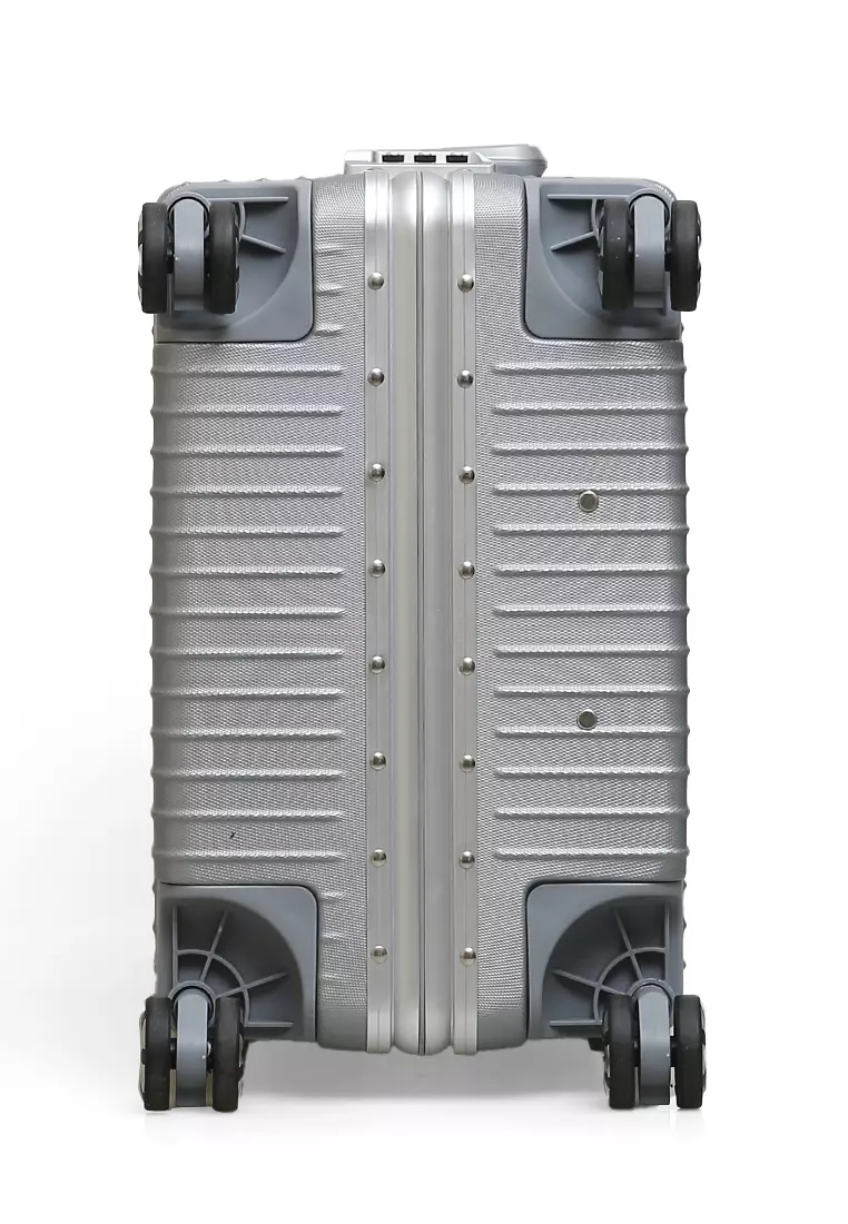 Austin Koper Unisex Classic Design Size 24 Inch Travel Bag Large Compartment TSA Lock Material Frame Alumunium Alloy ORIGINAL - Silver