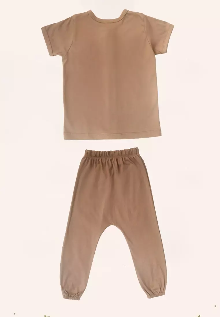 TWO MIX - Short Pajama 0Y 1Y 2Y 3Y - Piyama Anak - Baju Tidur Anak Bahan Katun Combed 0-3 Tahun 4221 Coklat