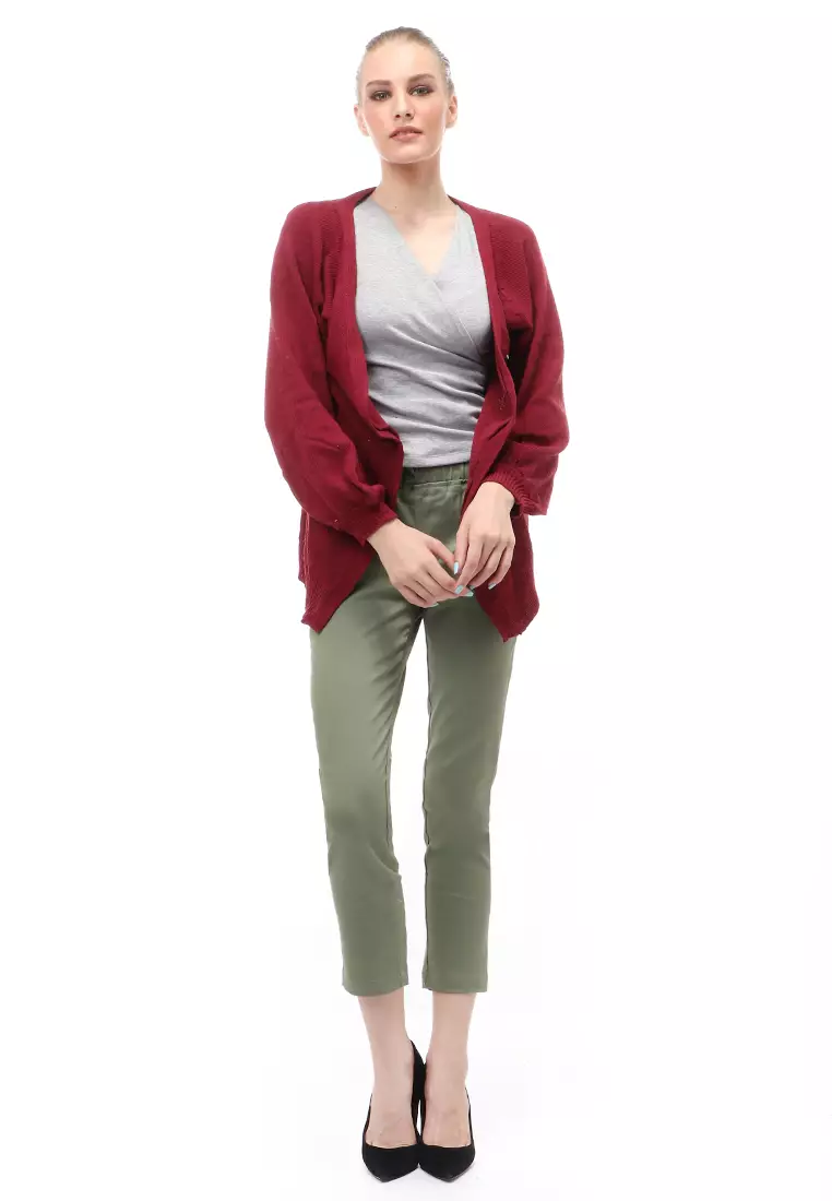 Cardigan Fashion Wanita Loose Fit Design Kasual Premium Quality - Maroon