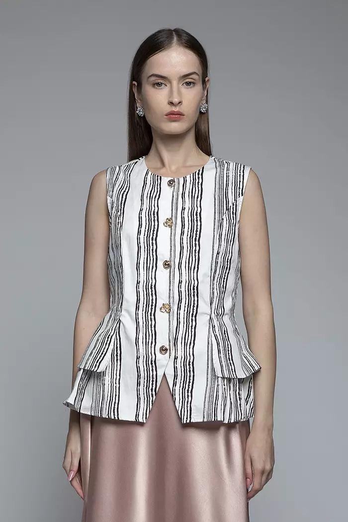 COTTONINK Studio - Outerwear Vest Wanita Black Waves Sankey #HolidayCollection2025