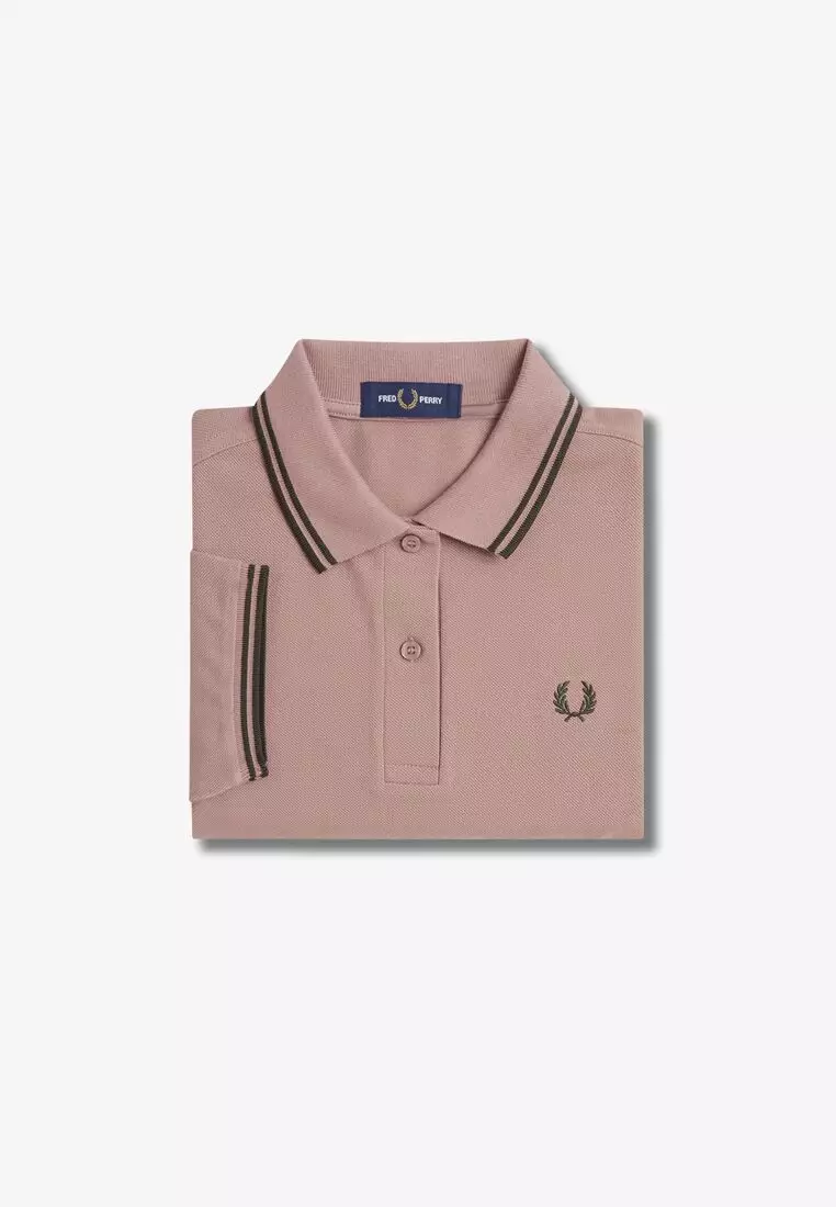 Fred Perry G3600 Twin Tipped Fred Perry Shirt (Dark Pink / Night Green / Night Green)