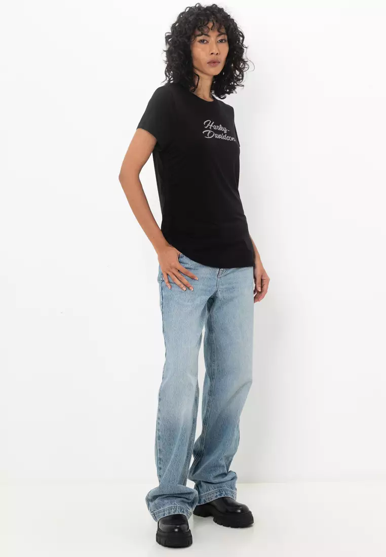 Harley-Davidson® Essential Bling Ruched Short Sleeve Top