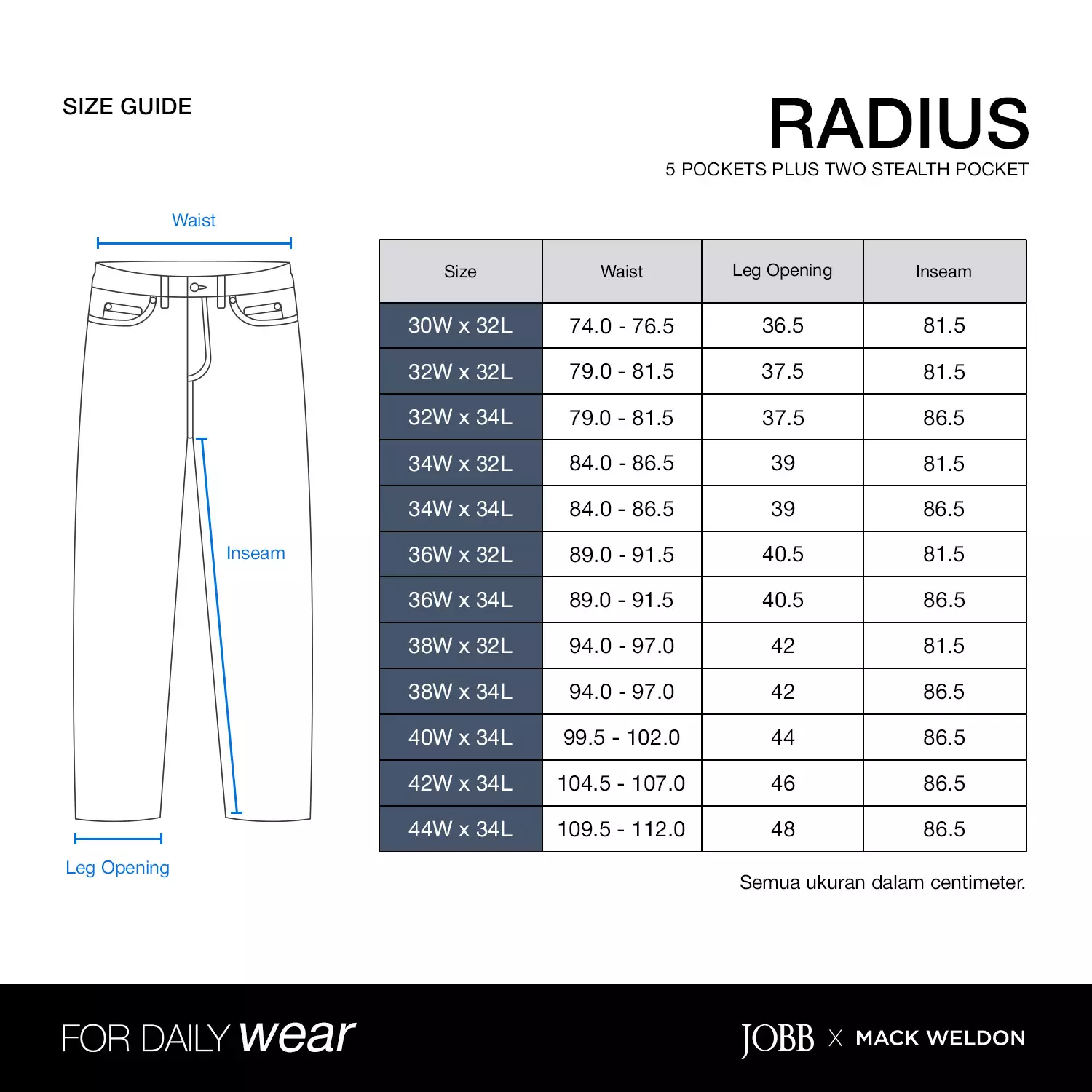 JOBB x MACK WELDON Radius Celana Panjang Pria Straight Fit Navy Heather