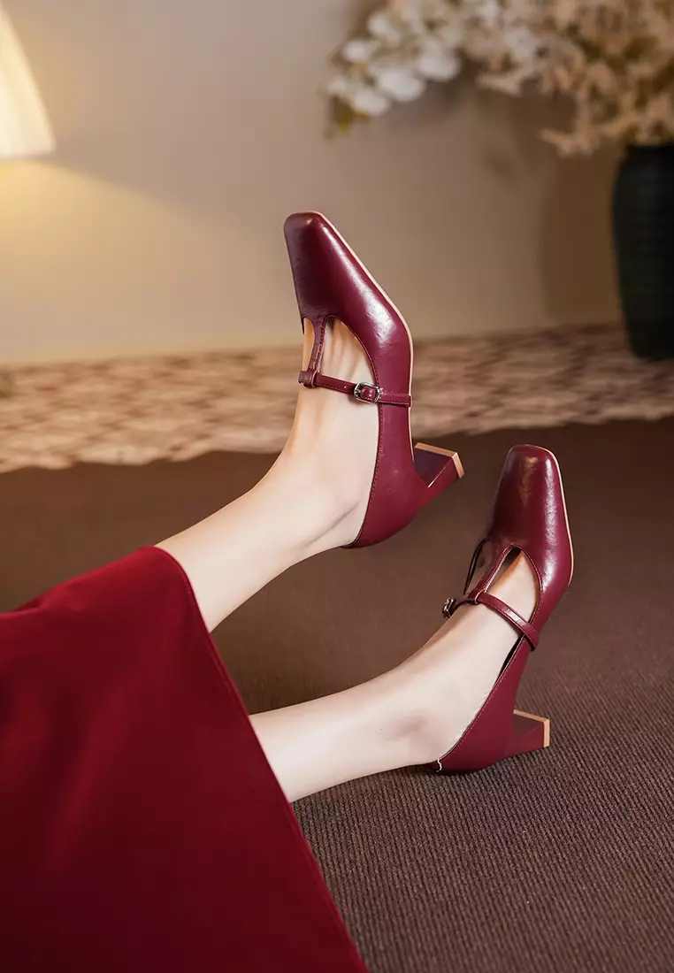 5CM T-Strap Square Toe Pumps BY2355-43