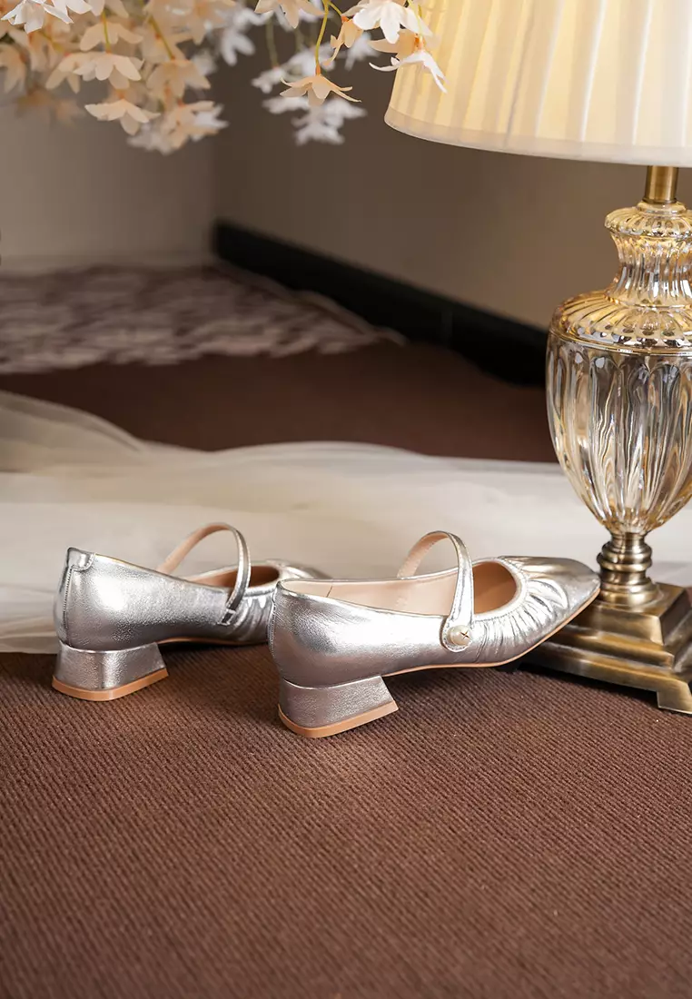 3CM Pearl Strap Microfiber Leather Mary Jane Shoes BY3102-19