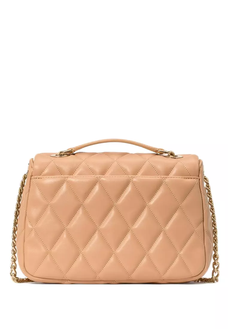 Carey Quilted Small Flap Crossbody - Tiramisu Mousse