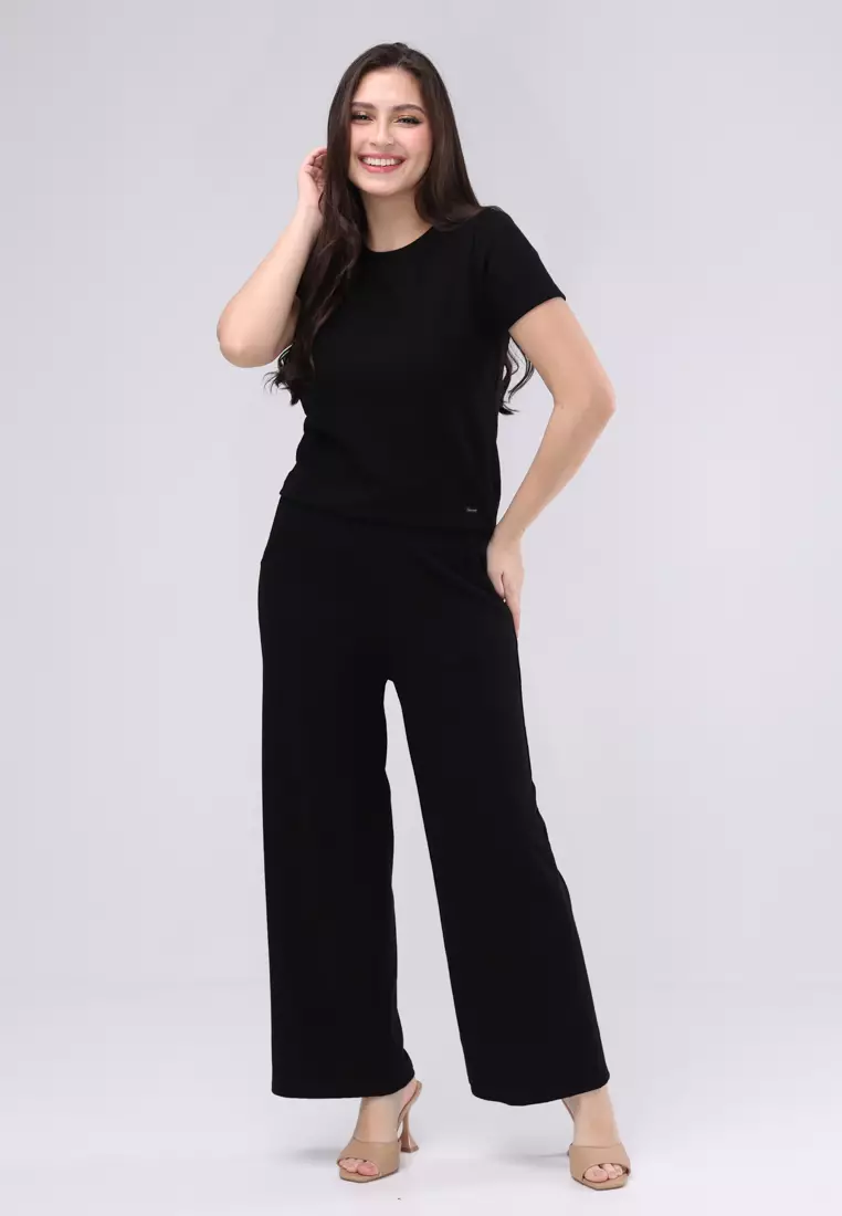 Waffle Riffle Knits Short Sleeves Top W/ Terno Pants