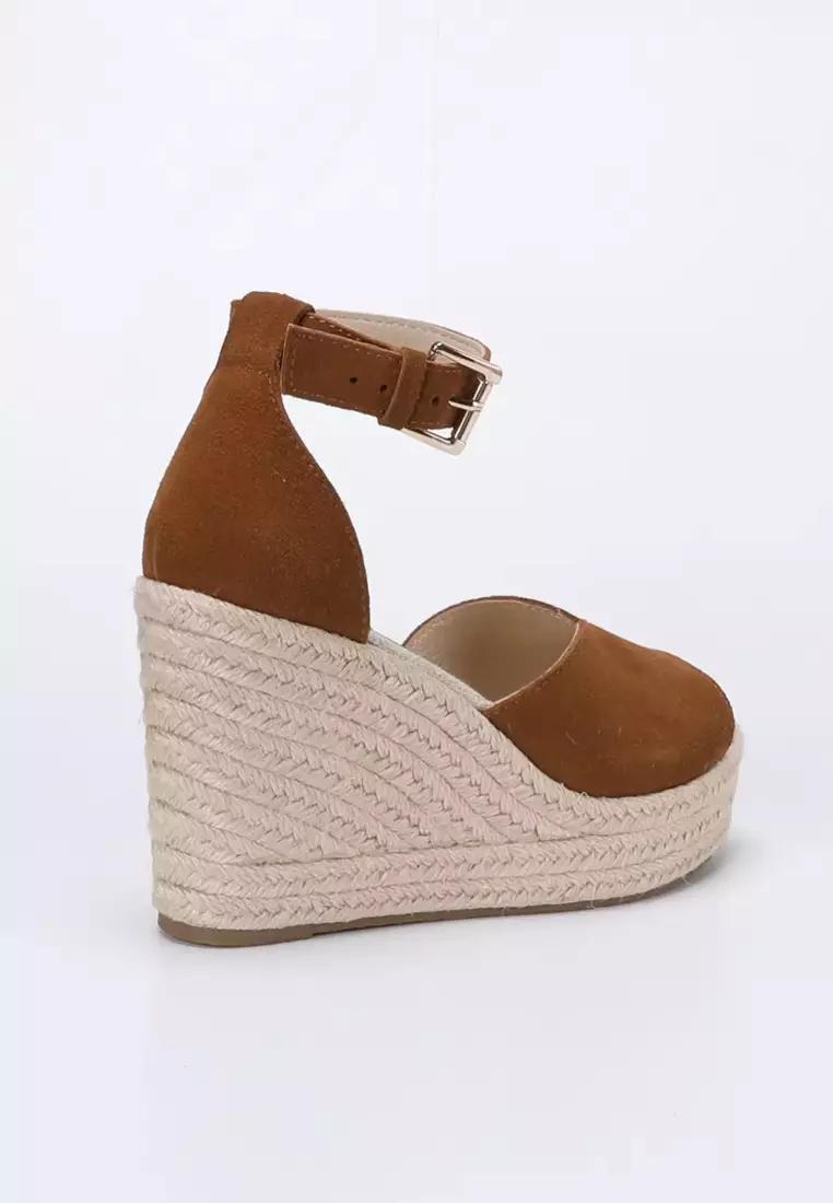 11CM Buckle Strap Suede Wedge Espadrilles HB0406121