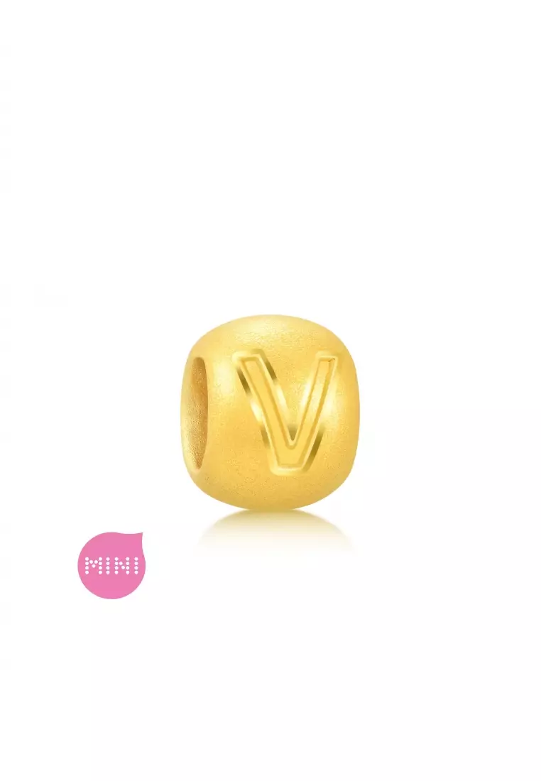 Charme 999 24K Gold Letter V Alphabet Charm 92916C (Bracelet not included)