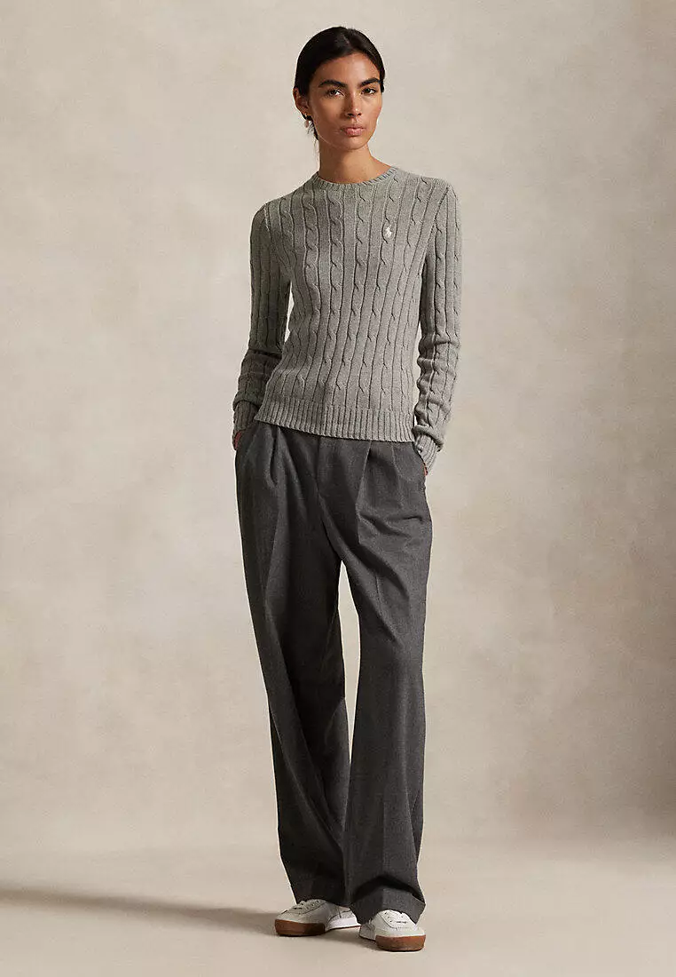 Cable-Knit Cotton Crewneck Sweater