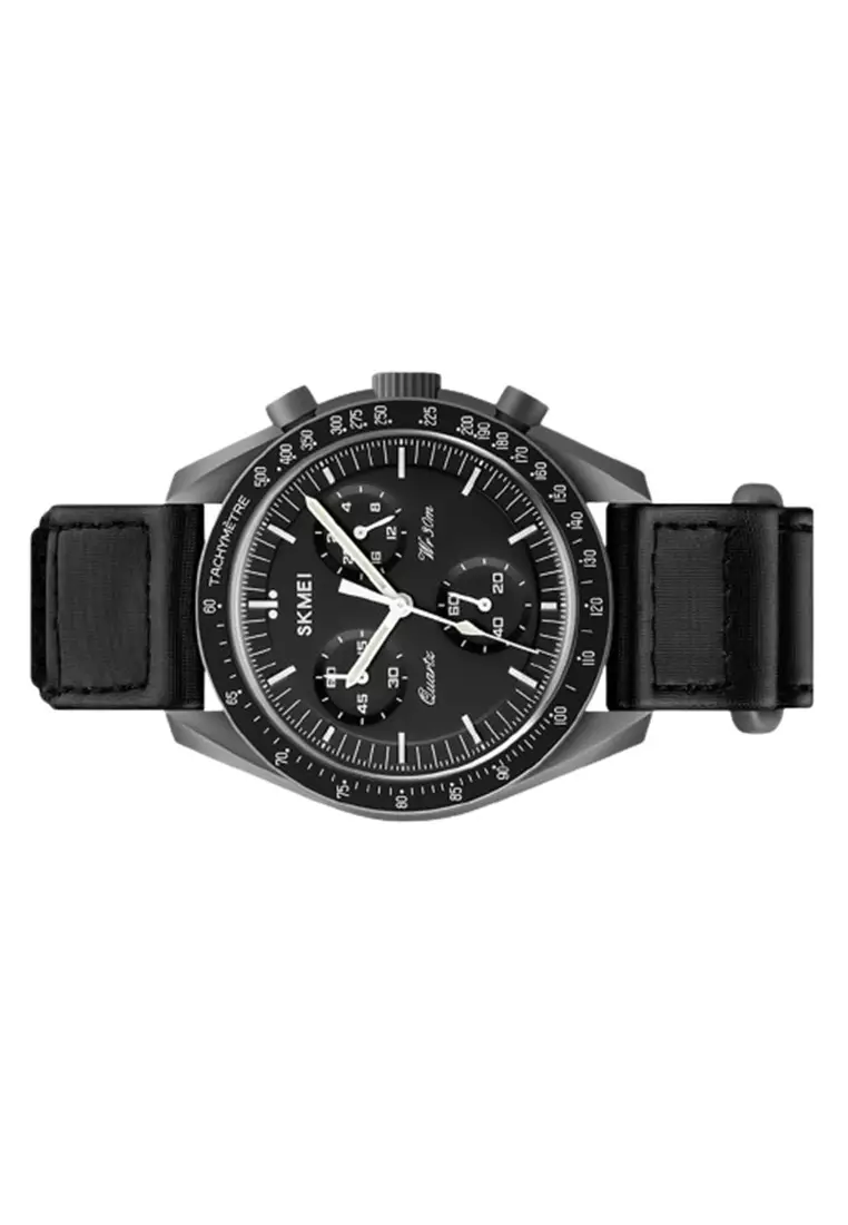 Jam Tangan Pria Analog Wanita 1982 Nylon Strap Tahan Air ORIGINAL - Dark Grey